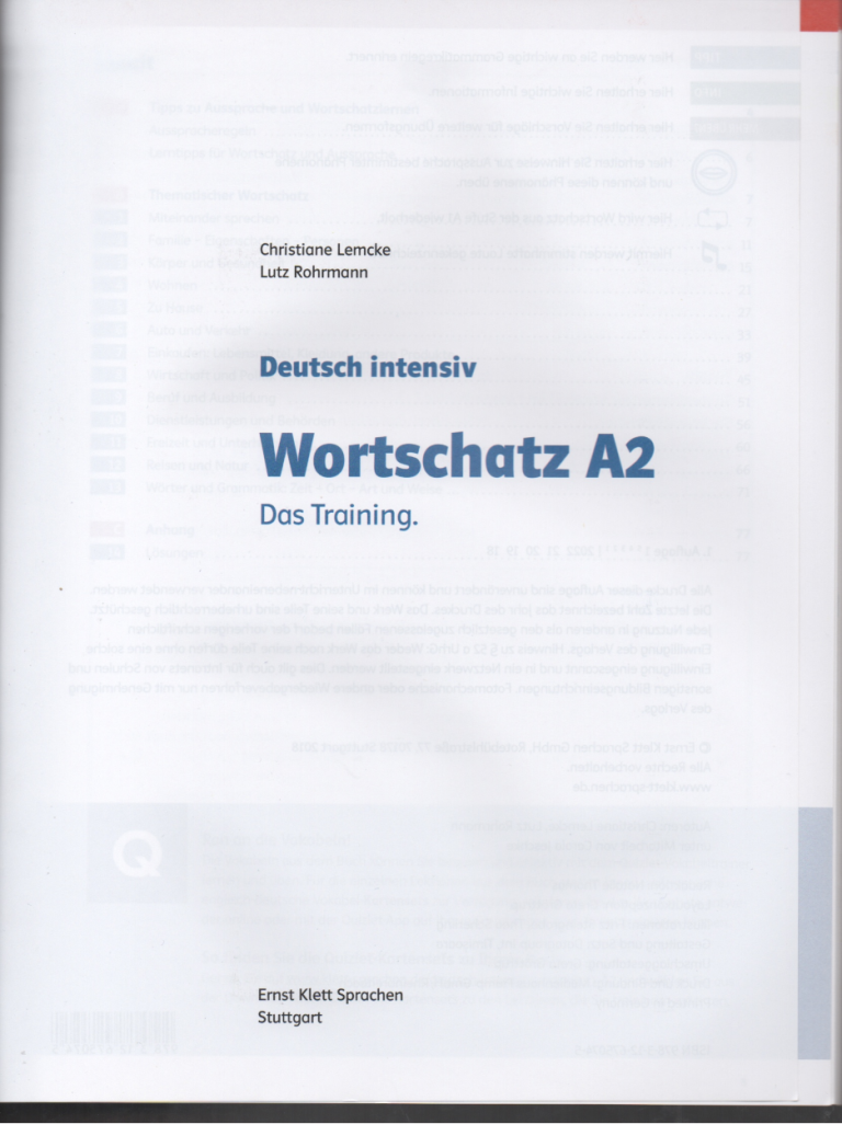 Deutsch Intensiv Wortschatz A2 Das Training