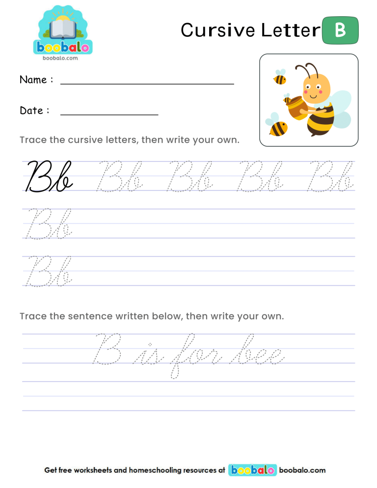 Letter B Cursive Writing Worksheet