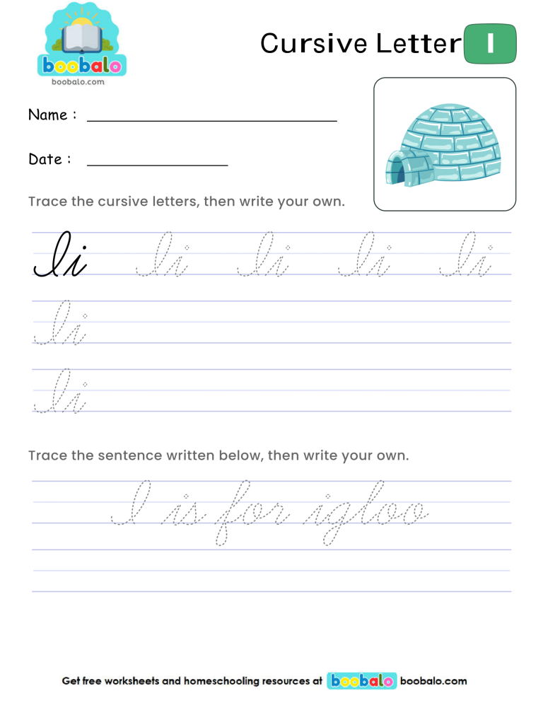 Letter I Cursive Writing Worksheet