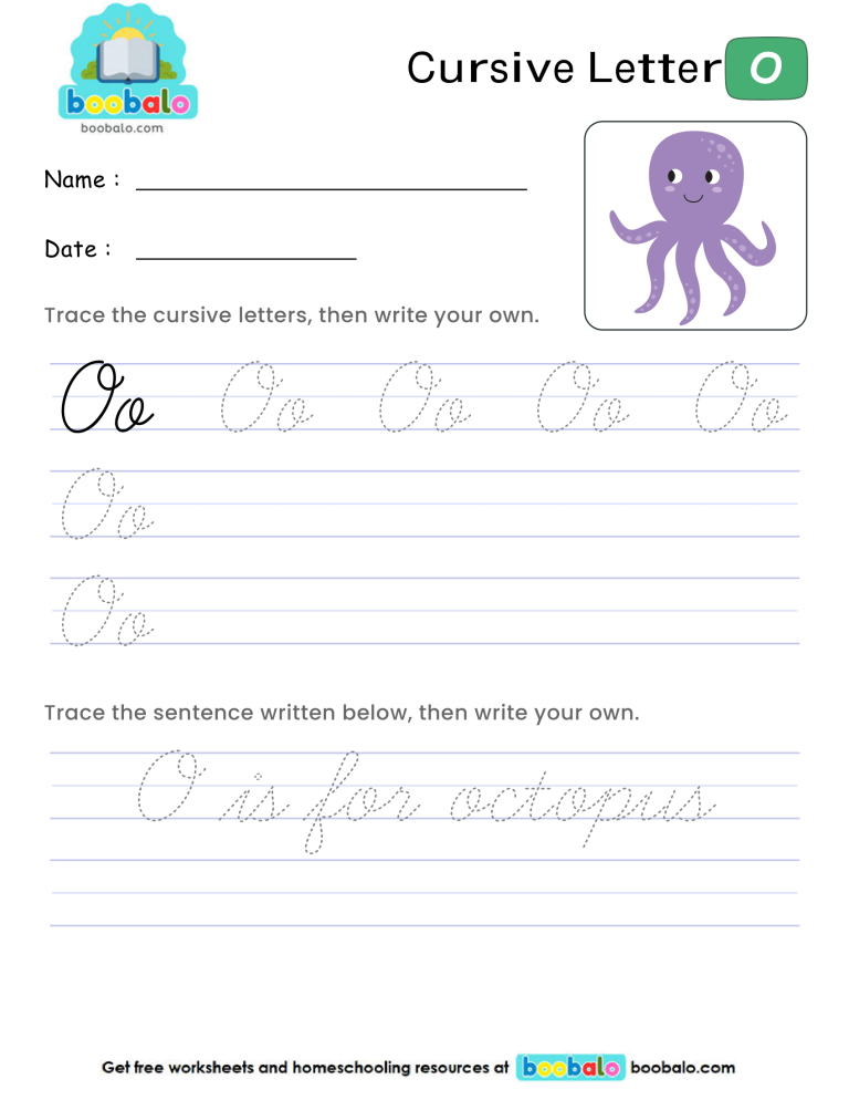 Letter O Cursive Writing Worksheet