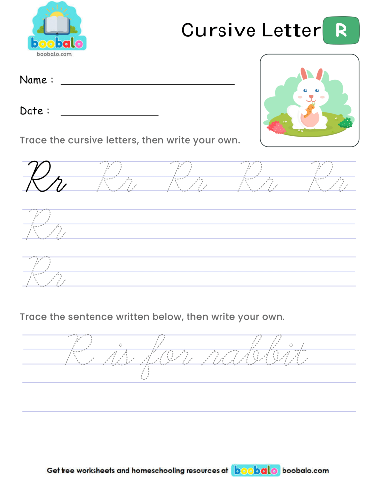 Letter R Cursive Writing Worksheet