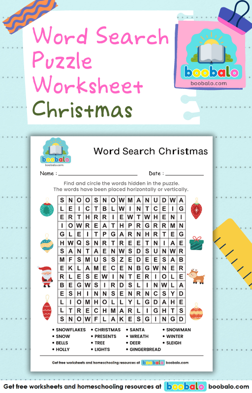 Word Search Christmas Worksheet