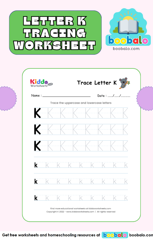 Tracing Letter K worksheet