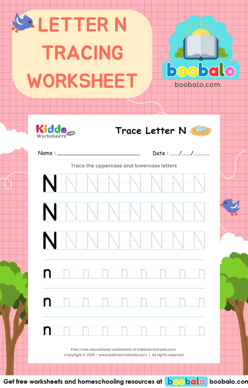 Tracing Letter N worksheet