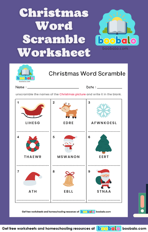 Spelling Word Scramble Christmas Worksheet