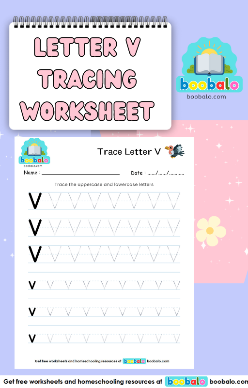 Tracing Letter V worksheet