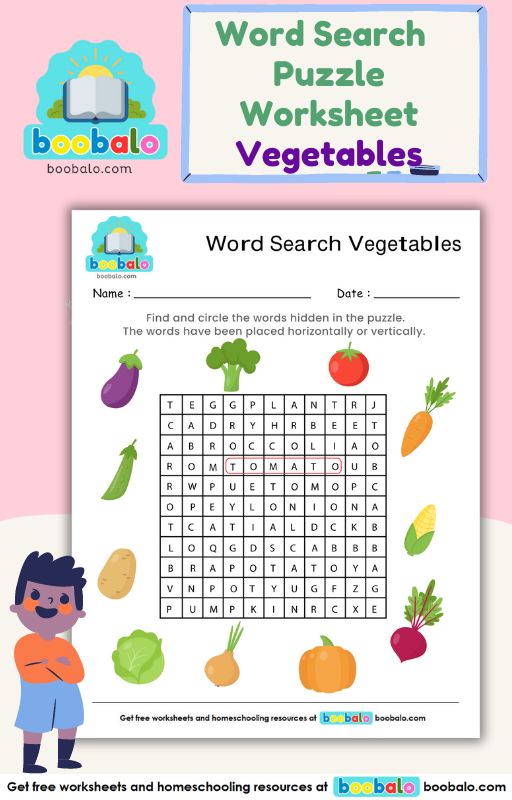Word Search Vegetables Worksheet