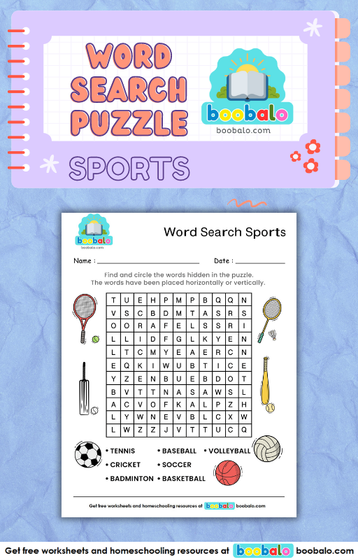 Word Search Sports Worksheet