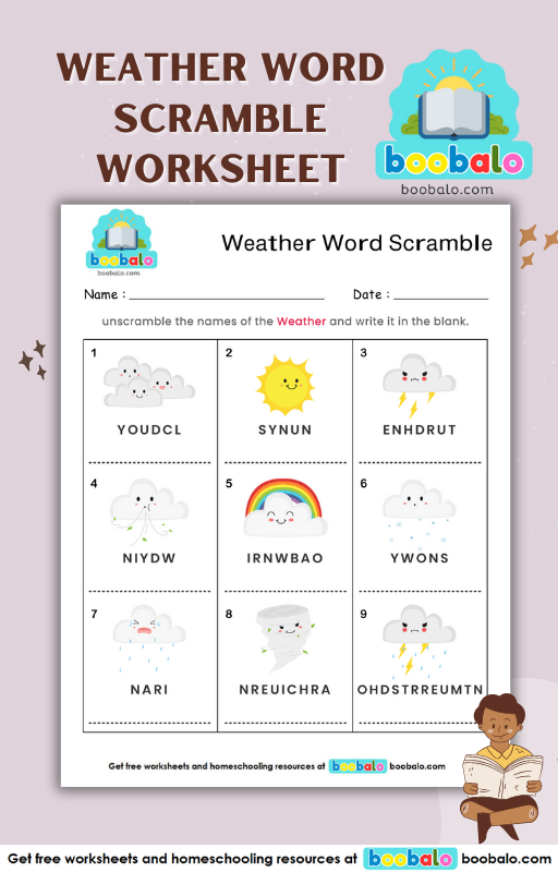 Spelling Word Scramble Weather Worksheet